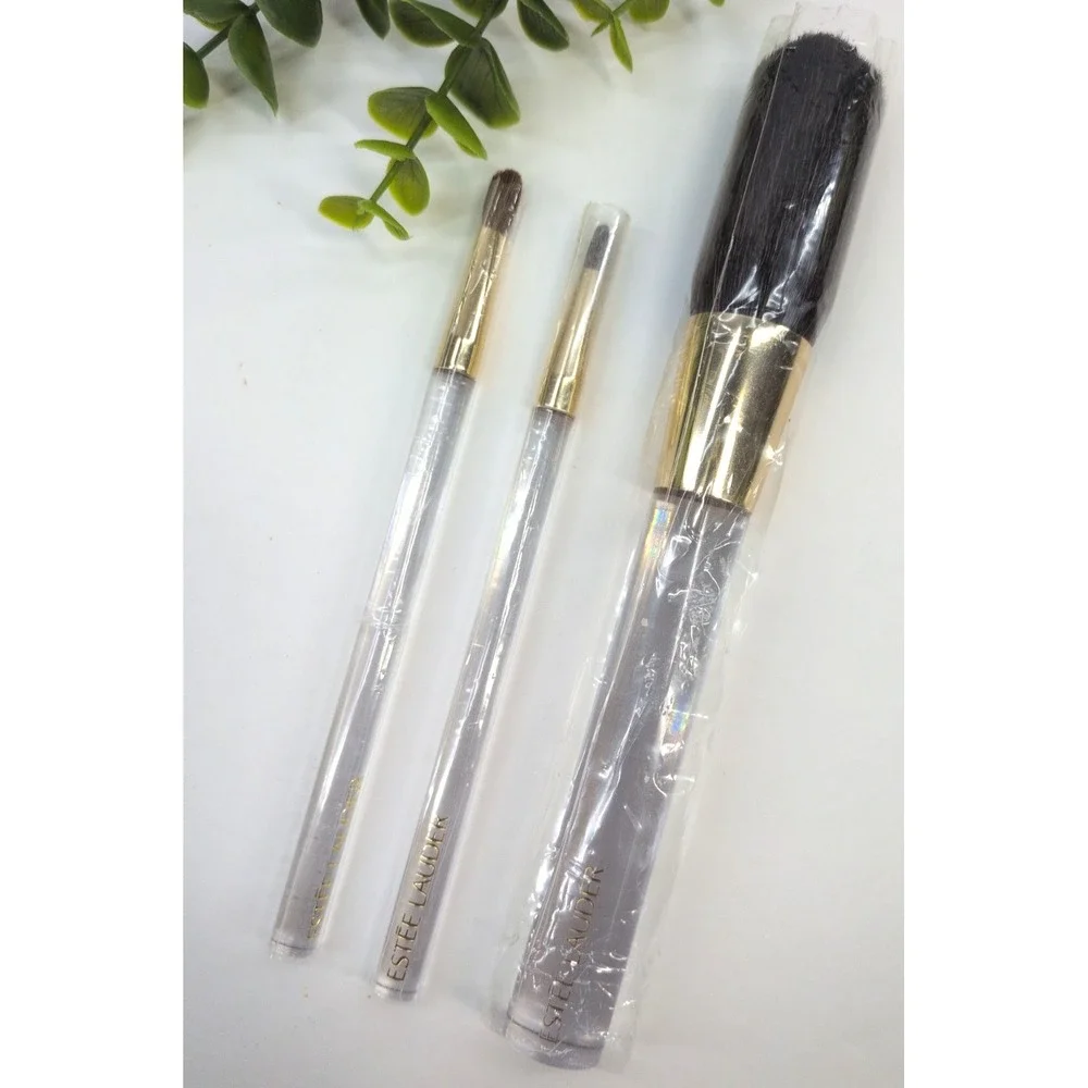 NEW CLEAR GOLD LOT 3!💋Estee Lauder MakeUp Brush Set Powder Blush EyeShadow Set